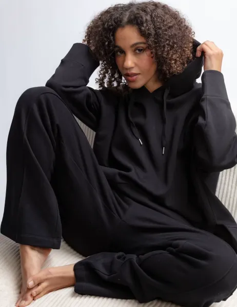 Jersey Relaxed Lounge Hoodie Black