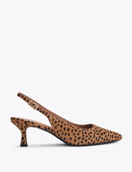 Kurt Geiger Animal Print Kitten Heel Slingback Shoes Multi