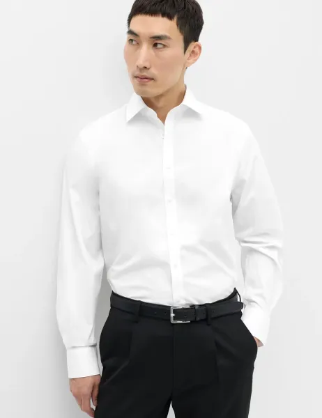 Marks & Spencer Regular Fit Easy Iron Cotton Blend Shirt White