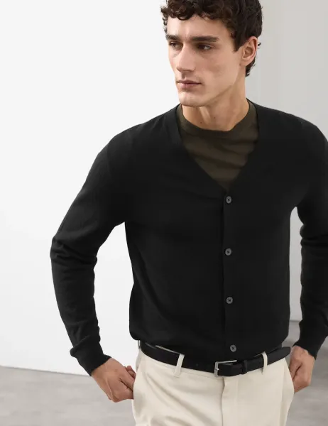 Autograph Pure Extra Fine Merino Wool Cardigan Black