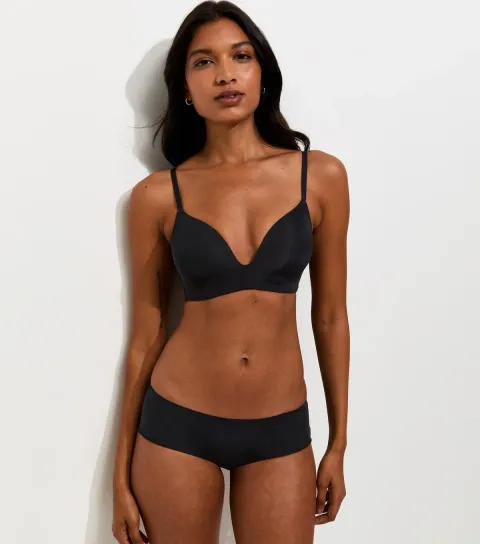 Women's Black Microfibre Moulded Triangle Bra