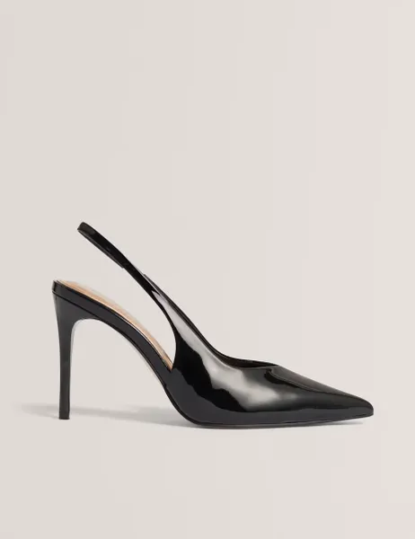 Ted Baker Faux Leather Patent Stiletto Heel Slingbacks Black