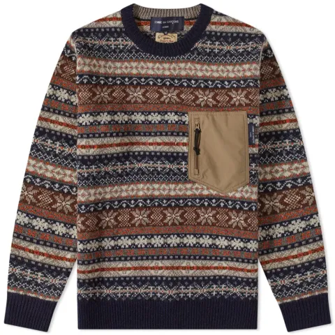 Zip Pocket Fairisle Crew Knit