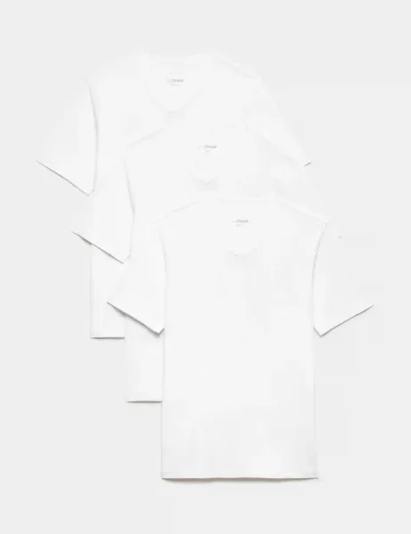 Marks & Spencer 3pk Cotton Stretch V-Neck Vests