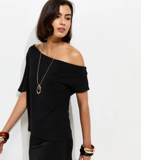 New Look Women's Black Jersey Off The Shoulder Top