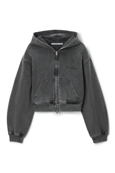 CRYSTAL HOTFIX ZIP UP HOODIE