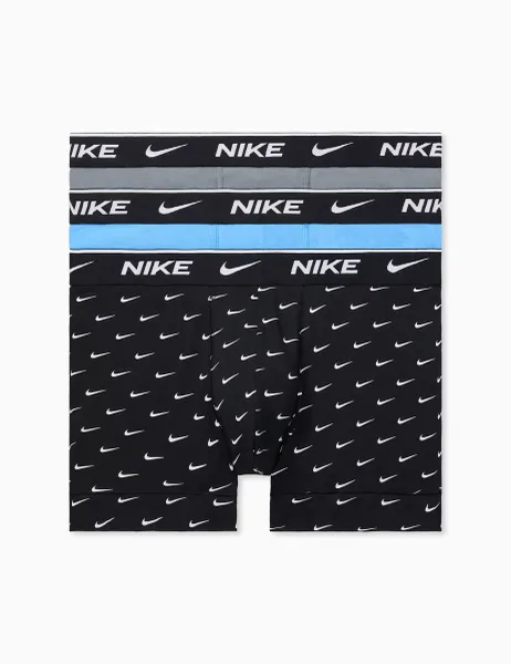 Nike 3 Pack Cotton Rich Stretch Trunks Blue Mix