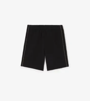 Check Piping Cotton Shorts in Black