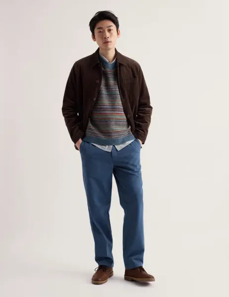 Seasalt Cornwall Regular Fit Pure Cotton Elasticated Waist Trousers Blue