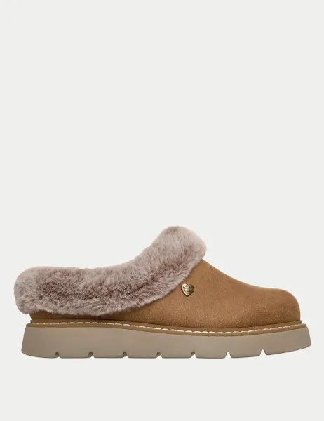 Skechers BOBS Keepsakes Lite Wide Fit Mule Slippers Tan