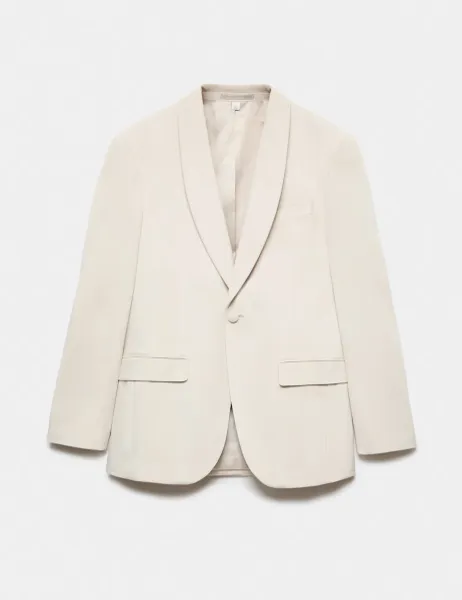 Marks & Spencer Tailored Fit Velvet Blazer Putty