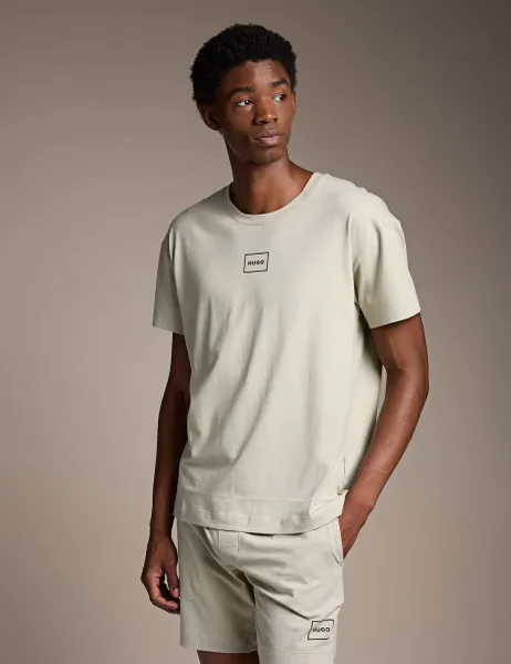 HUGO Laze Cotton Rich Jersey Logo T-Shirt Beige