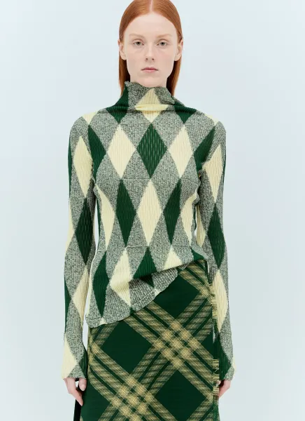 Argyle High-Neck Sweater