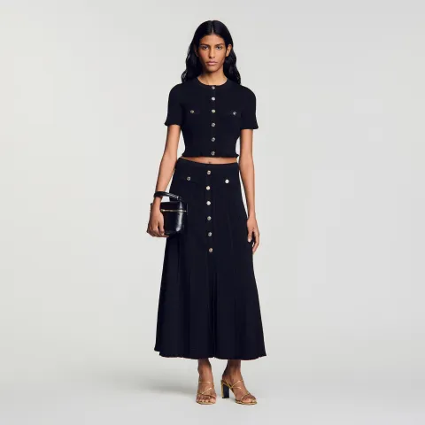 Pointelle knit maxi skirt