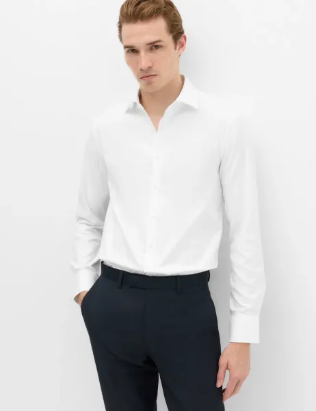 M&S SARTORIAL Extra Slim Fit Luxury Cotton Twill Shirt White