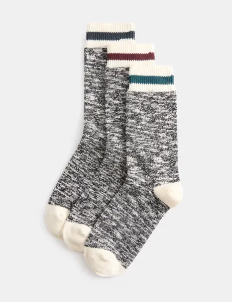 Marks & Spencer 3pk Cotton Rich Socks Beige Mix