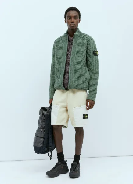 Padded Lined Wool Knit Cardigan