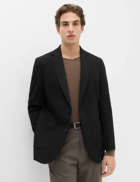 Marks & Spencer Tailored Fit Jersey Textured Blazer Black