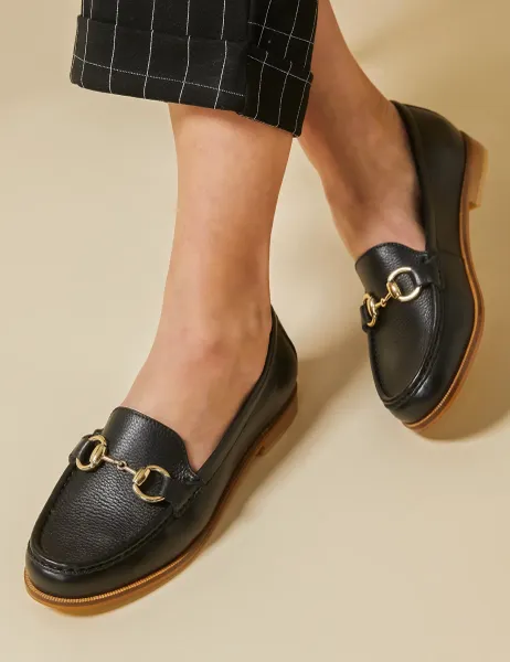 Jones Bootmaker Leather Trim Slip On Loafers Black