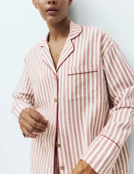 Marks & Spencer Pure Cotton Striped Christmas Family Pyjamas Red Mix