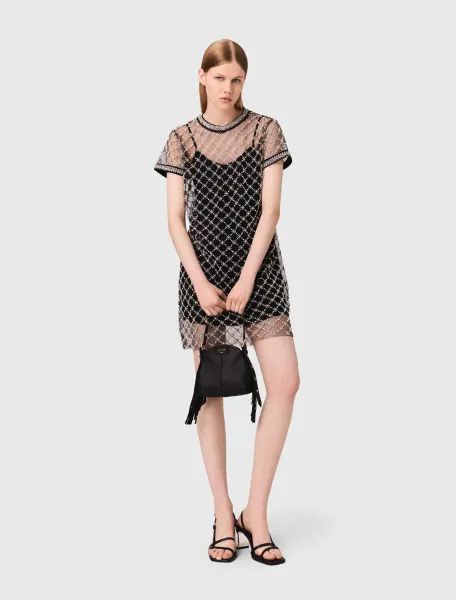 Short embroidered tulle dress