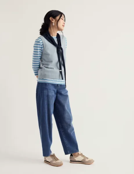 Seasalt Cornwall Merino Wool Rich Fitted Knitted Vest Blue