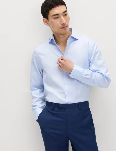 M&S SARTORIAL Regular Fit Luxury Egyptian Cotton Shirt Blue