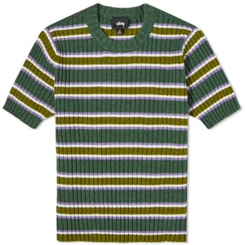 Short Sleeve Rib Stripe Sweat Top