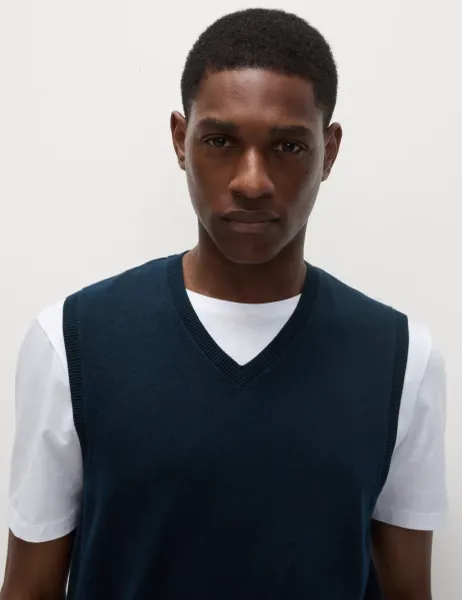 Marks & Spencer Pure Cotton Sleeveless Jumper Navy