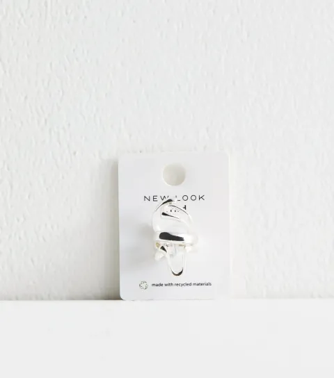 Silver Tone Pack of 3 Chunky Swirl Wrap Rings