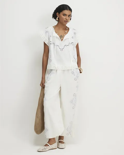 River Island Cutwork Balloon Leg Trousers