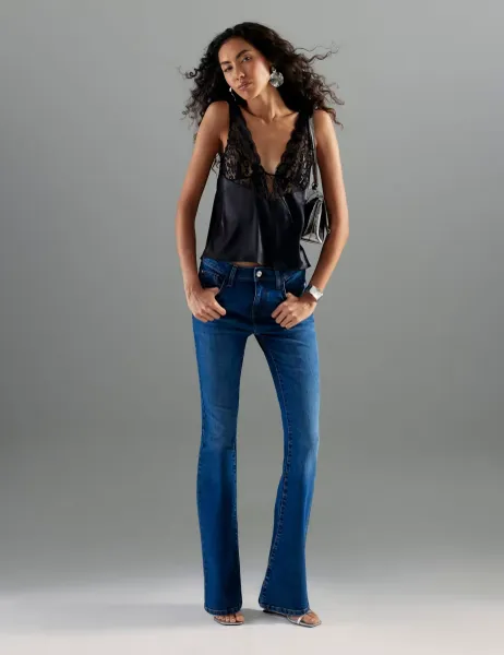River Island Mid Rise Bootcut Jeans Blue Denim