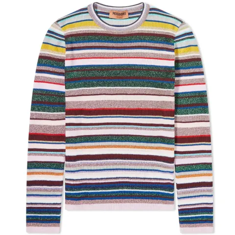 Long Sleeve Stripe Knitted Lurex Jumper