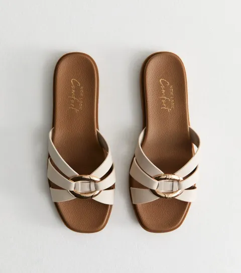 Women's Off White Multi Strap Flat Sandals Vegan