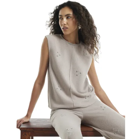 River Island Knitted Embellished Cosy Tank
