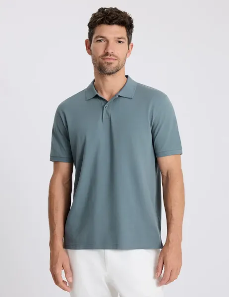 Moss Cotton Rich Pique Polo Shirt Teal