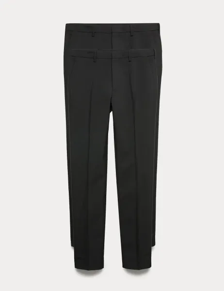 Marks & Spencer 2 Pack Slim Fit Active Waist Smart Trousers Black