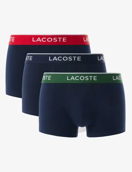 Lacoste 3 Pack Cotton Rich Trunks Navy Mix