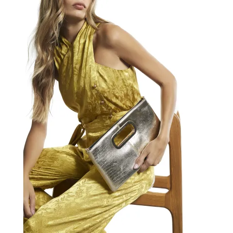 River Island Panelled Metal Handle Clutch Bag