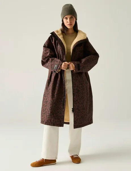 Regatta Waterproof Hooded Padded Jacket Brown Mix