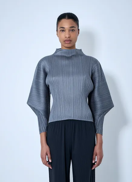 Pleated High-Neck Top