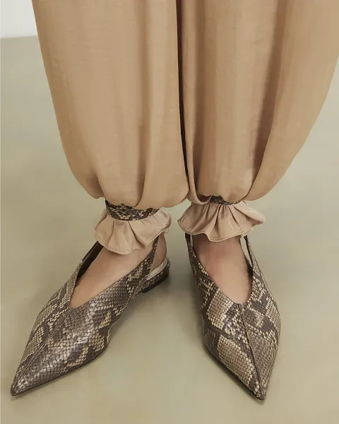 River Island Snake Ankle Tie Pointed Toe Flat Shoes