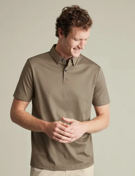 Charles Tyrwhitt Pure Cotton Jersey Polo Shirt Brown