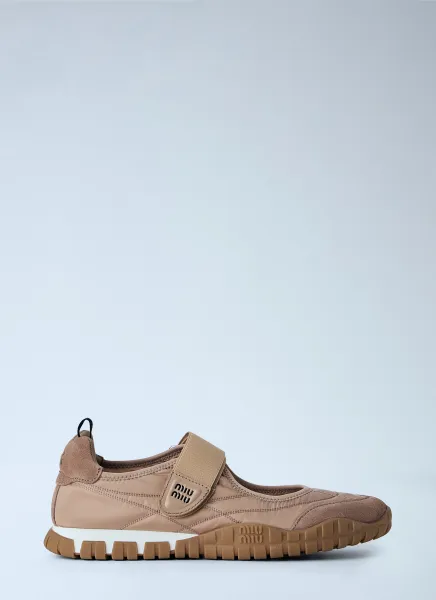 Tyre Technical Fabric And Suede Ballerinas