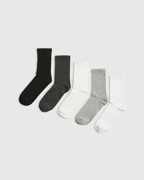River Island Mixed Ribbed Tube Pack Of 5 Socks