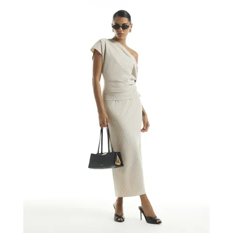 River Island Asymmetric Stripe Midi Skirt