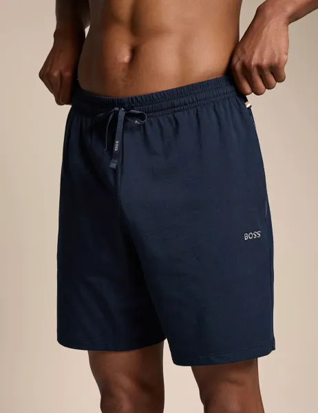 Boss Cotton Rich Jersey Drawstring Shorts Navy