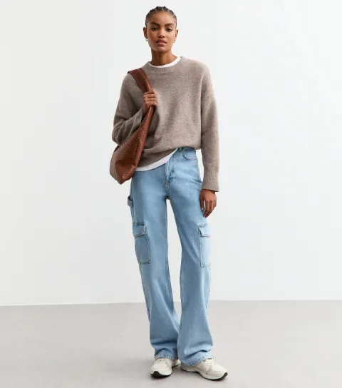 Women's Tall Blue Cargo Jeans