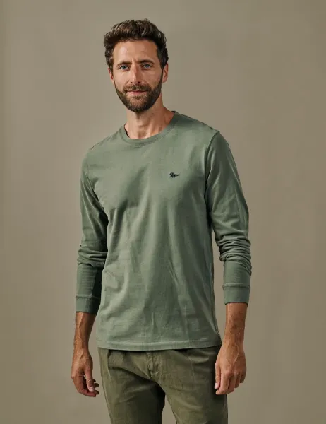 Pure Cotton Long Sleeve T-Shirt Khaki