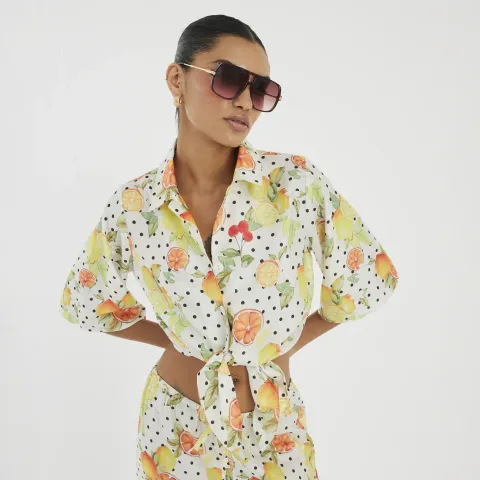River Island Fruit Polka Dot Print Beach Shirt